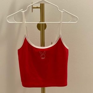 Red playboy By PacSun cropped tank top